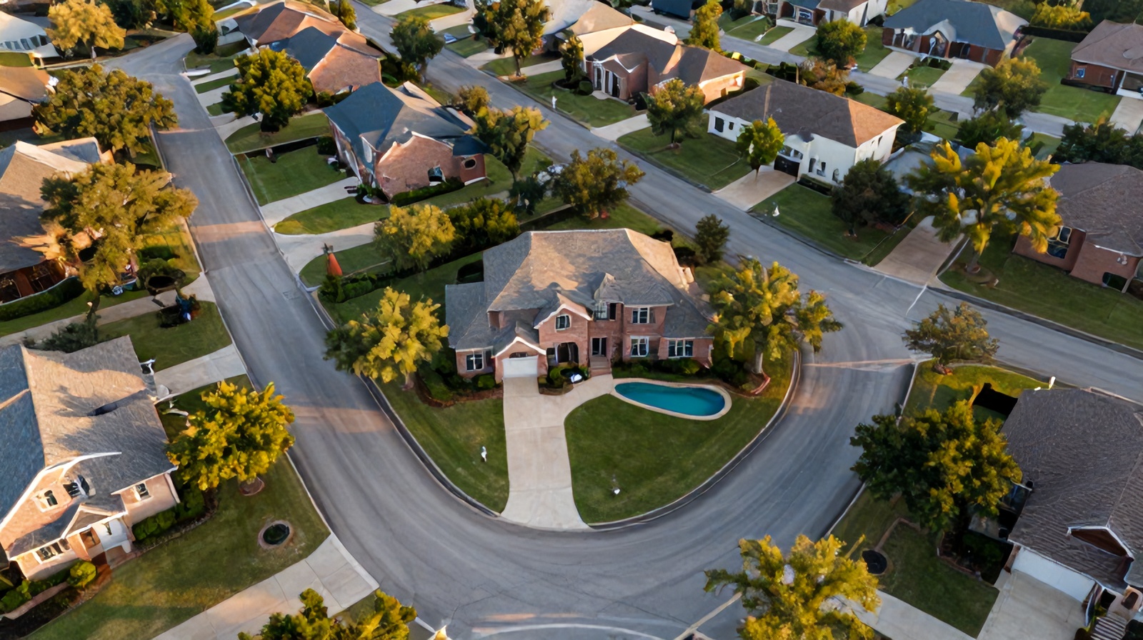 Aerial top-down view of a suburban Round Rock, Texas home used for real estate drone photography