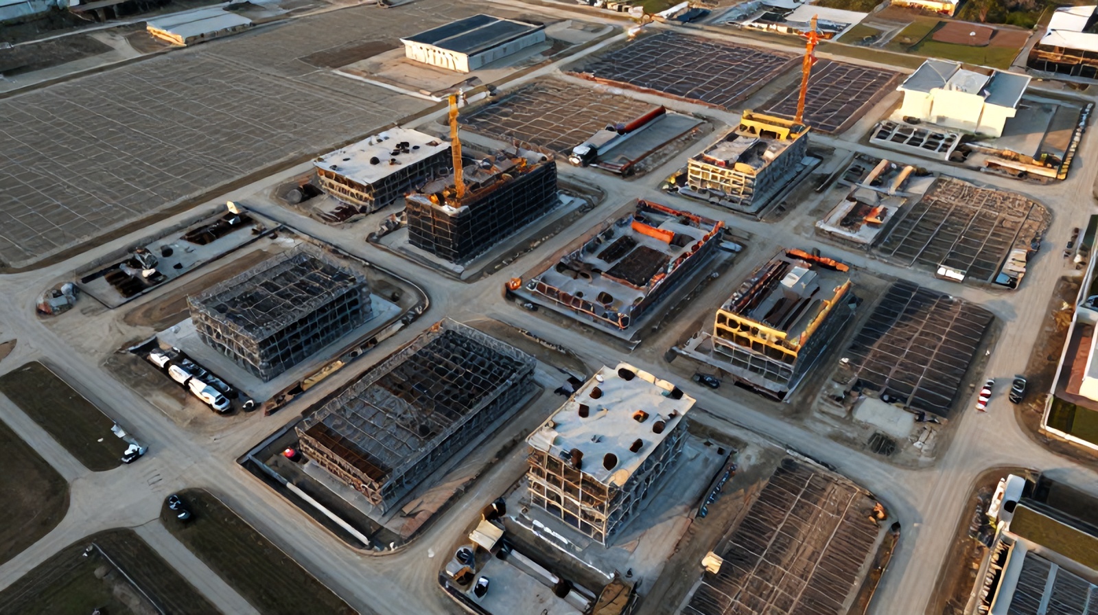 Top-down aerial view of a Central Texas construction site used to build a 3D digital twin model